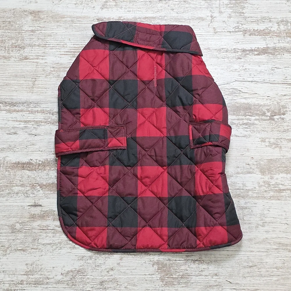 St. Johns Bark Dog Jacket Size Large Red Check NWT